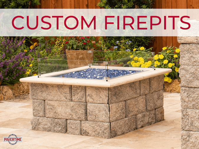 Custom fire pit built by Pavertime for a backyard in Houston, Texas.
