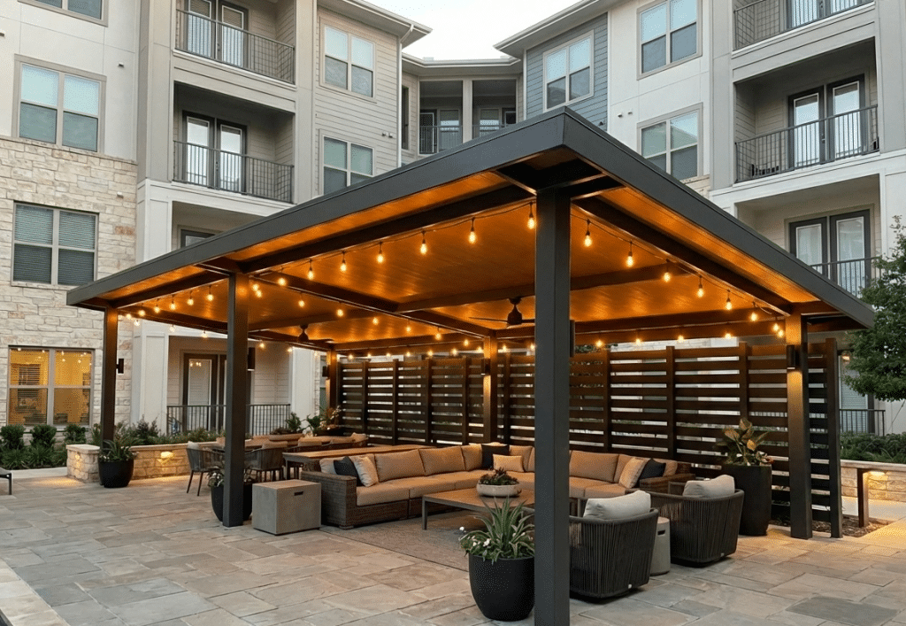 Commercial Box Frame PIRfect Panel™ Natural Oak With 75 25 Privacy Wall