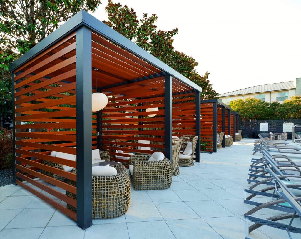 Commercial Cabana With Spanish Cedar Privacy Walls 50 50 Spacing